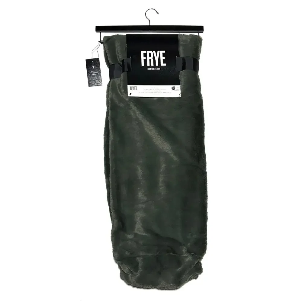 FRYE Faux Fur Throw Blanket Olive Army Green 50 x 70